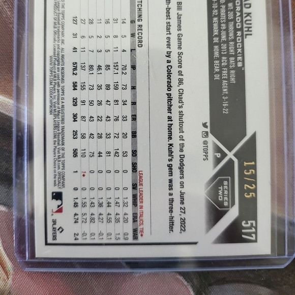 2023 topps series 2 Chad Kuhl /25 - Picture 2 of 5